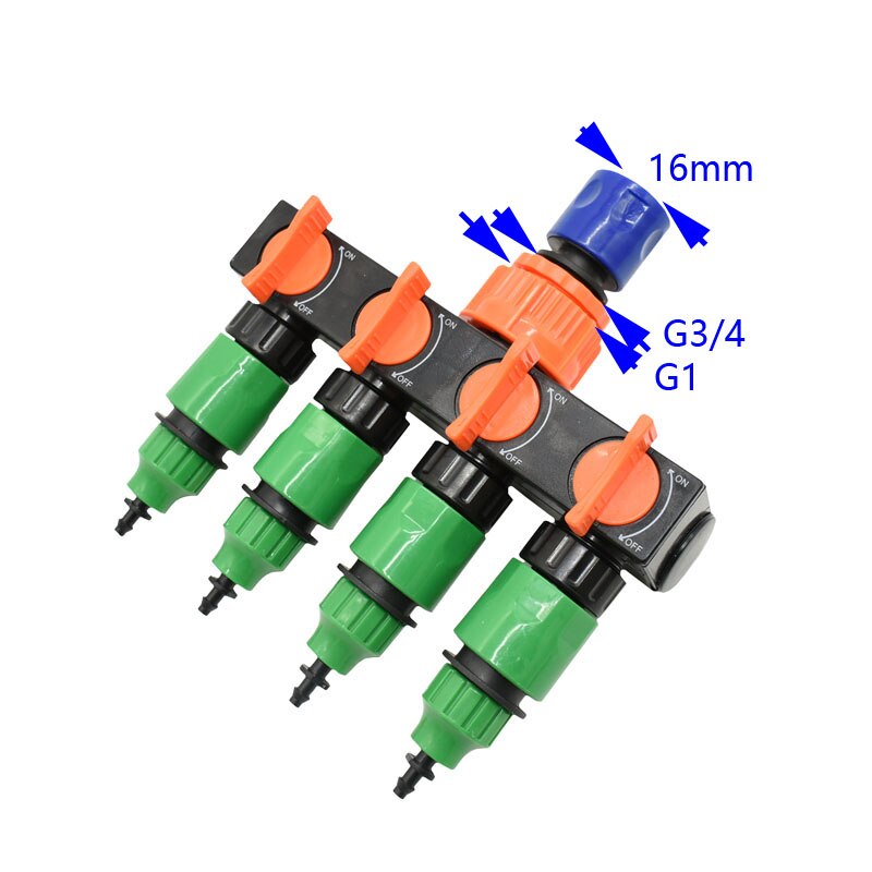 1/4 3/8" Garden Tap water pipe 4 way splitter Hose Splitter 4/7 or 8/11 Hose Fittings Pipe Connector Irrigation 1Set