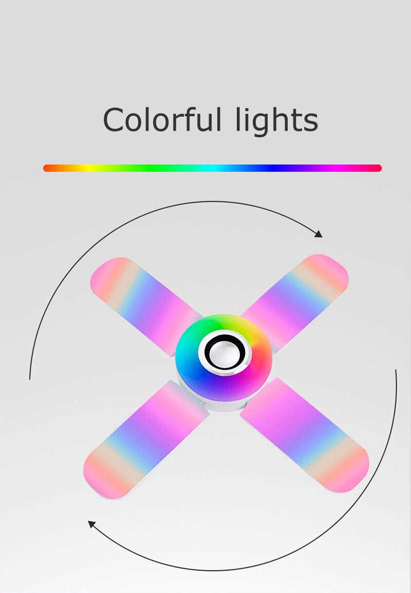 LED plafonniers RGB Bluetooth musique plafonnier LED 50W 4 feuilles déformé ampoule lampe + télécommande Smart plafonnier