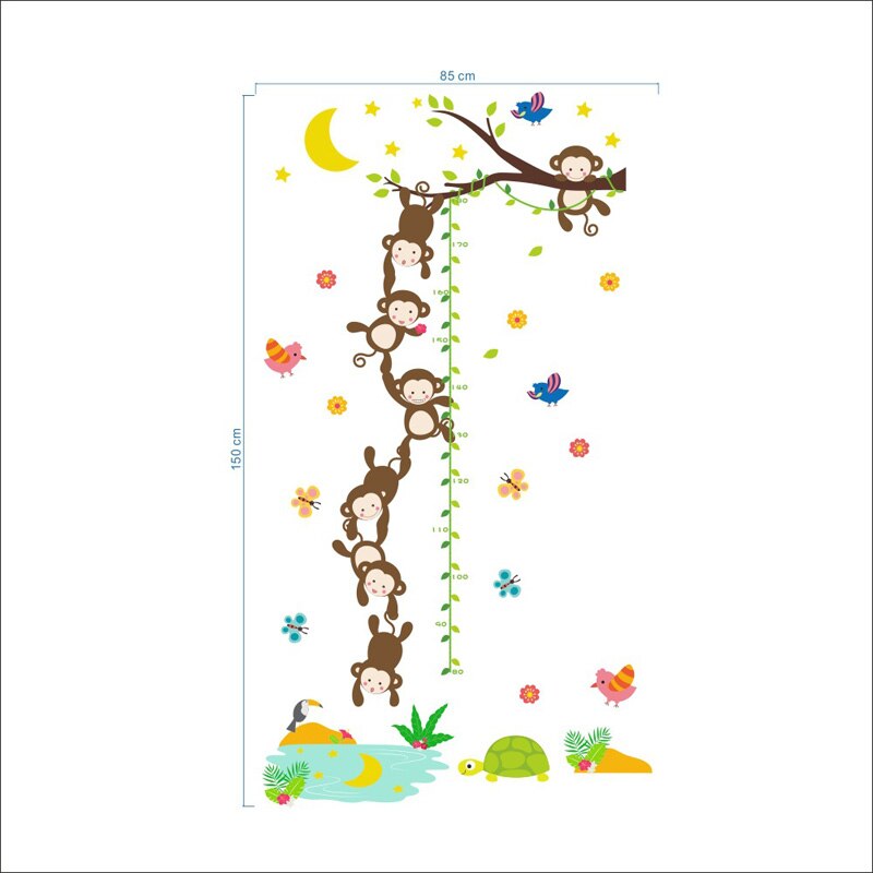 Bos Aap Vissen Maan Muurstickers Serie Voor Baby Kinderkamer Kleuterschool Hoogte Grafiek Muursticker Home Viryl Decals