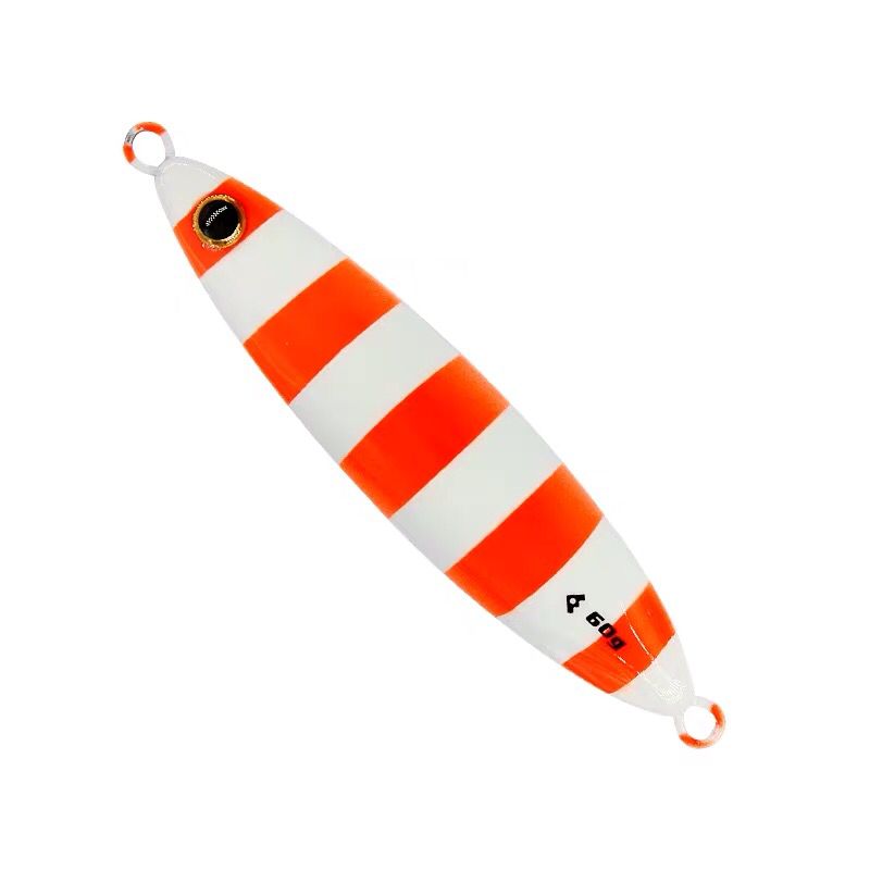 FUNADAIKO Shore Cast Jigs Metal Slow Jig Cast jig 30g 40g 60g Artificial Bait Shore Fishing Sea Bass Metal lure Angler: orange zebra / 60g