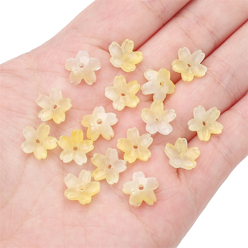 10 Uds. Cuentas sueltas degradadas de vidrio de 11mm, cuentas de flor de cerezo para hacer bricolaje, pulsera, collar, pendientes, accesorios: Lavanda