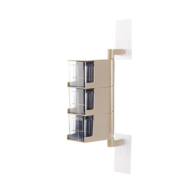 Multi-Tier 360 Graden Draaibare Muurbevestiging Kruidenrek Kruiden Opbergdoos Potten Organizer Kruiderij Containers Keuken Gereedschap: 3 Tiers Beige