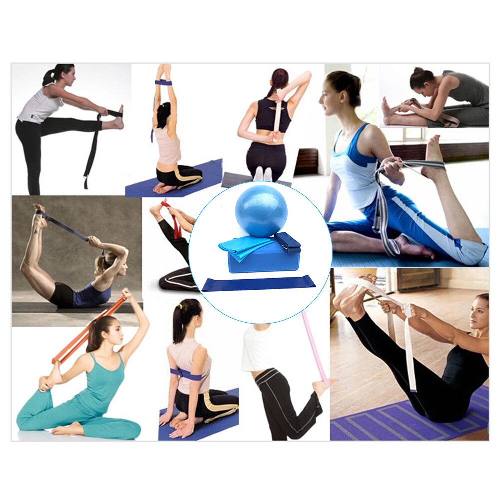 5 kpl jooga aloittelijavarusteet setti pilates tarvikkeet lohkot helppo puhdistaa harjoitus kuntosali minipallo venytyshihna kotiin kannettavaan
