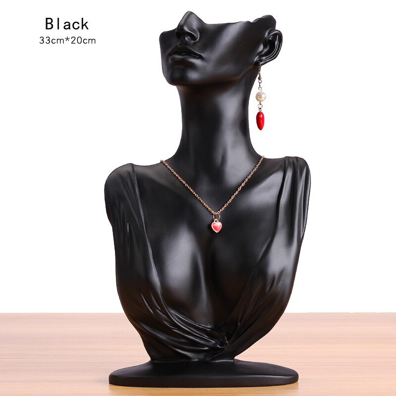 Resin Women Mannequin Head Display For Jewelry Accessories: Black