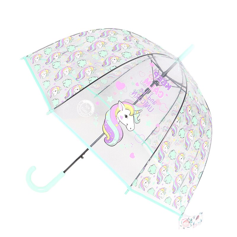 Kids Eenhoorn Paraplu Leuke Transparante Paraplu Apollo Semi Automatische Cartoon Pinguïn Kinderen Paraplu