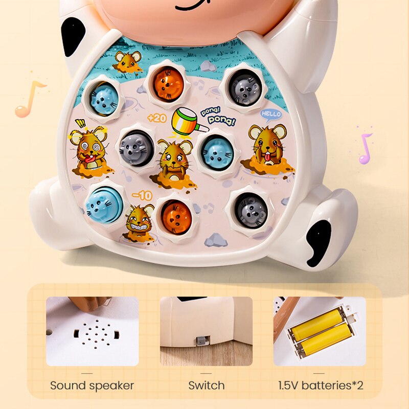 Juego eléctrico de hámster para niños, máquina de juegos para niños, interacción entre padres e hijos, juego de percusión de escritorio para educación temprana para bebés de 1 a 3 años