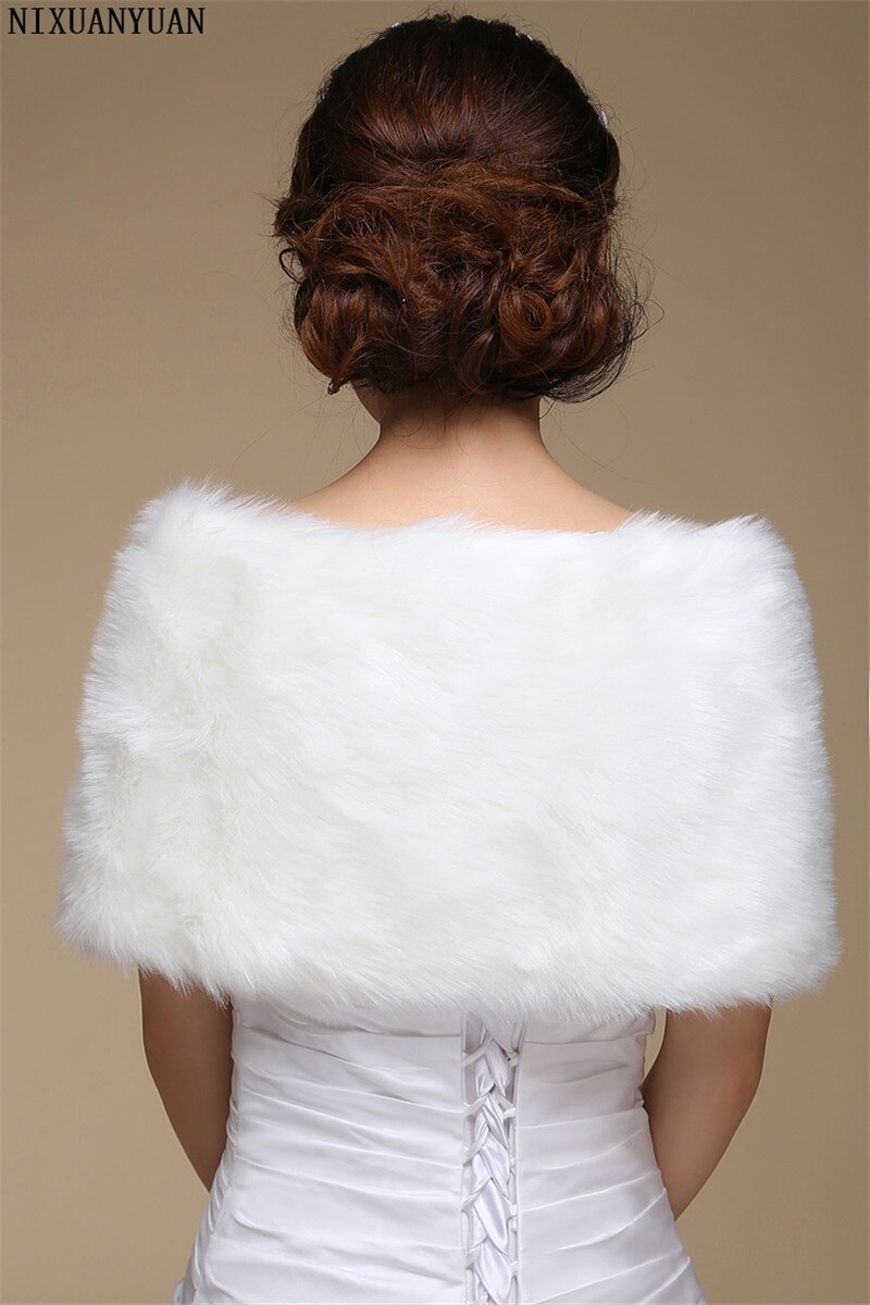 Fur Shawl Wedding Wrap Formal Dress Cheongsam Pregnantwith Married Outerwear Bride Cape Ivory Autumn Winter Jacket