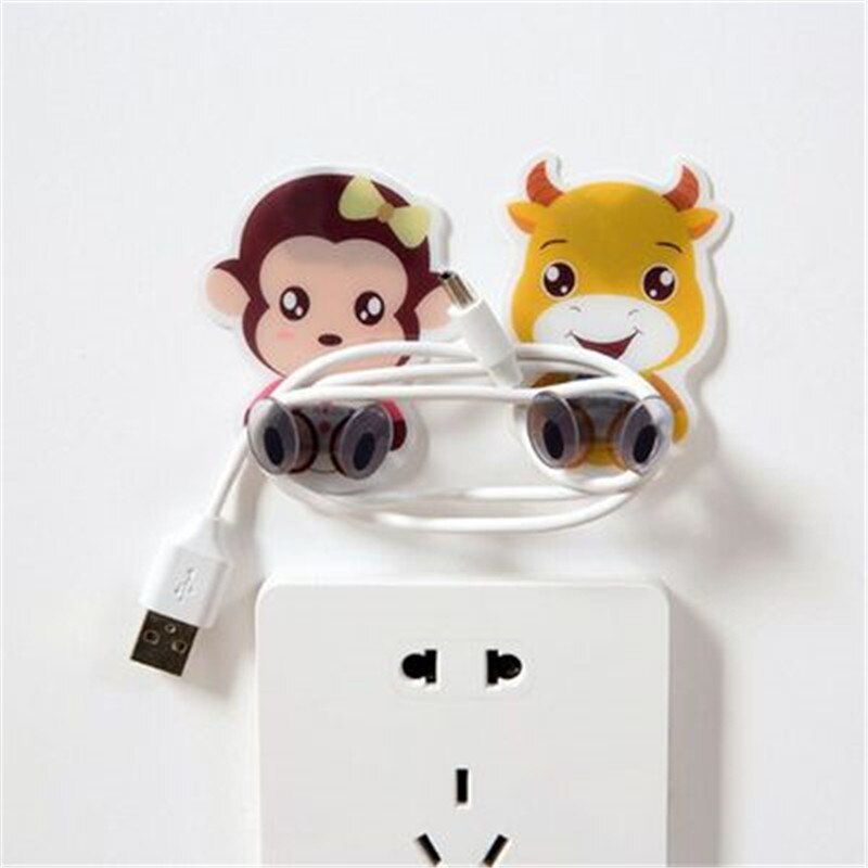 Cute Cartoon Animal Socket Power Cord Plug Storage Rack Wall Mounted Adhesive Hook Multifunction Home Products Shelf Holder