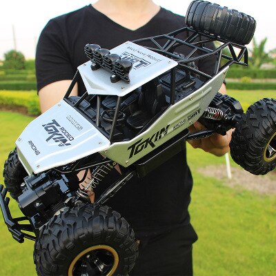 37cm RC Car 4WD 2.4GHz climbing Car 4x4 Double Motors Bigfoot Car Remote Control Model Off-Road Vehicle Toys for kids and adults: Silver 37cm