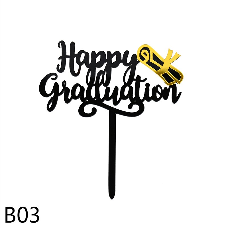 3/6Pcs Happy Graduation Cake Topper Gold Acryl Cake Decor Voor Felicitatie Grad Party Graduation Decoraties 2022: B03 / 3Pcs