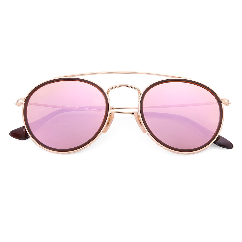 vintage round double bridge sunglasses men women 51mm glass mirror or plastic lens polarized brand style UV400