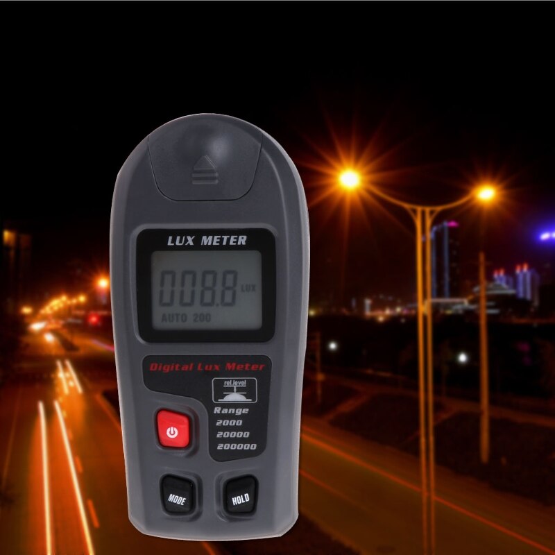Digital luxmeter 0.1 ~ 200000 lux lysmåler sensor stort lcd display fotometer 875f