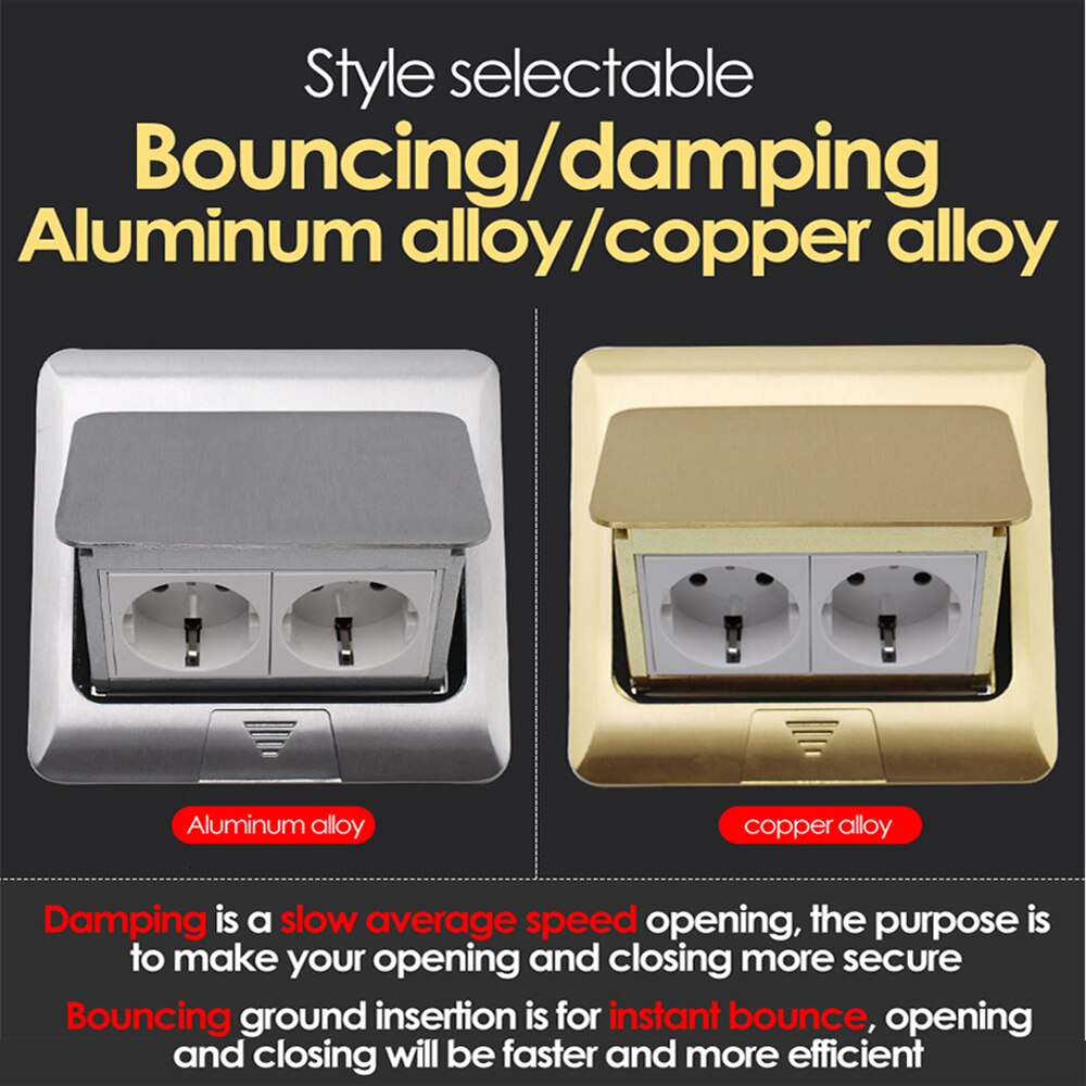 2 Position Multifunctional Ground Socket Waterproof Pop-up Ground Floor Socket With USB Charging Port EU Standard Hidden Sockets