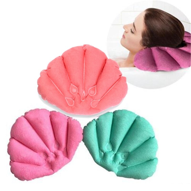 Badkamer Producten Home Spa Opblaasbaar Bad Kussen Cups Shell Vormige Hals Bad Kussen Willekeurige Kleur Badkamer Accessoires
