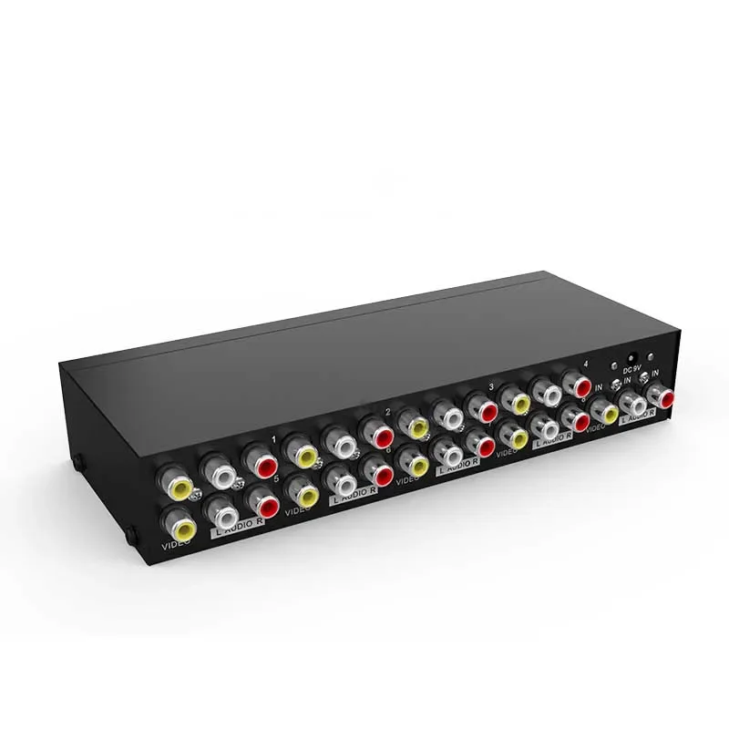 Répartiteur AV 8 Ports, boîtier de séparation Audio vidéo RCA 8 voies, répartiteur RCA 1 entrée 8 sorties 1x4 1x8 CVBS RCA, distributeur Audio vidéo: 2m