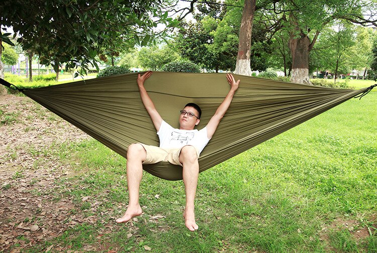 300*200 Sleeping Hammock 2-3 People Hamak Garden Swing Hanging Chair Bed Outdoor Hamacas Camping Goods + loop tree belt: H