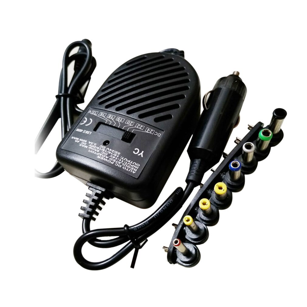 Universal 80W DC Auto Charger Power Adapter With 8 Ports For Laptop Notebook Computer PC 15~24V Variable Voltage