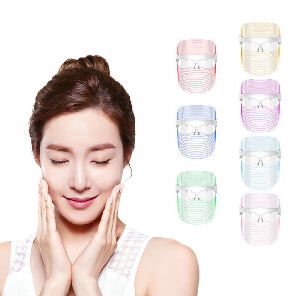 LED Face Mask Light Therapy 7 Colors Light Therapy Facial Photon Beauty Device For Facial Rejuvenation Wrinkles Reduction