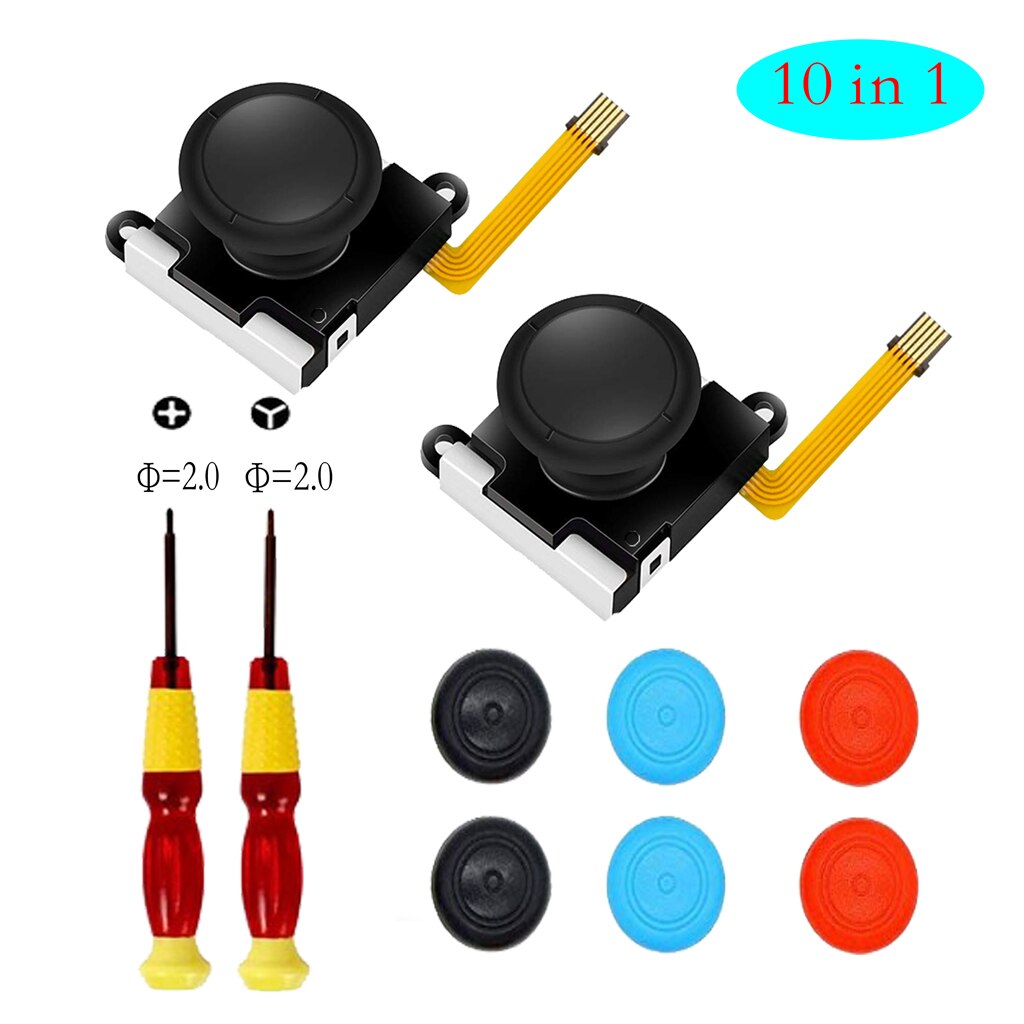 3D Joystick for NES Joy Con Nin tendo Switch Left Right Analog Sticks Replacement for Joy Stick Controller Repair Accessories: 10 in 1