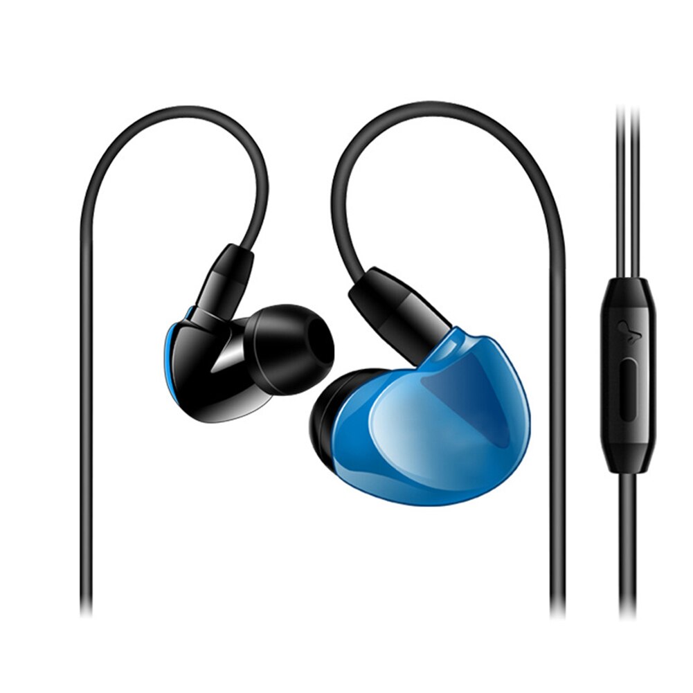Sx538 draagbare subwoofer in-ear bekabelde oordopjes 3.5mm universele sport gaming muziek oordopjes met microfoon headset voor telefoon: Blauw