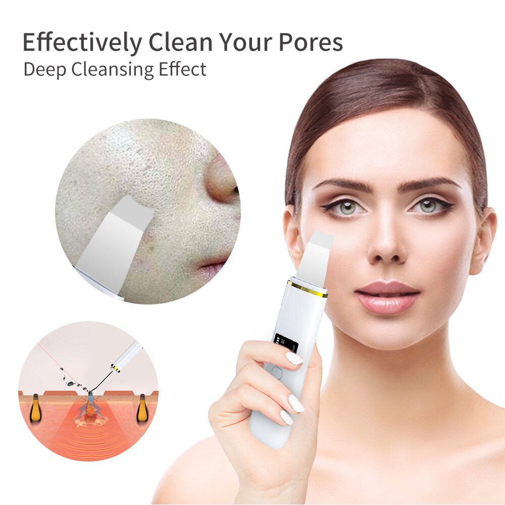 Facial Ultrasonic Skin Scrubber Blackhead Remover Skin Spatula Face Gentle Scraper Lifting Peel Pore Clean Comedones Extractor