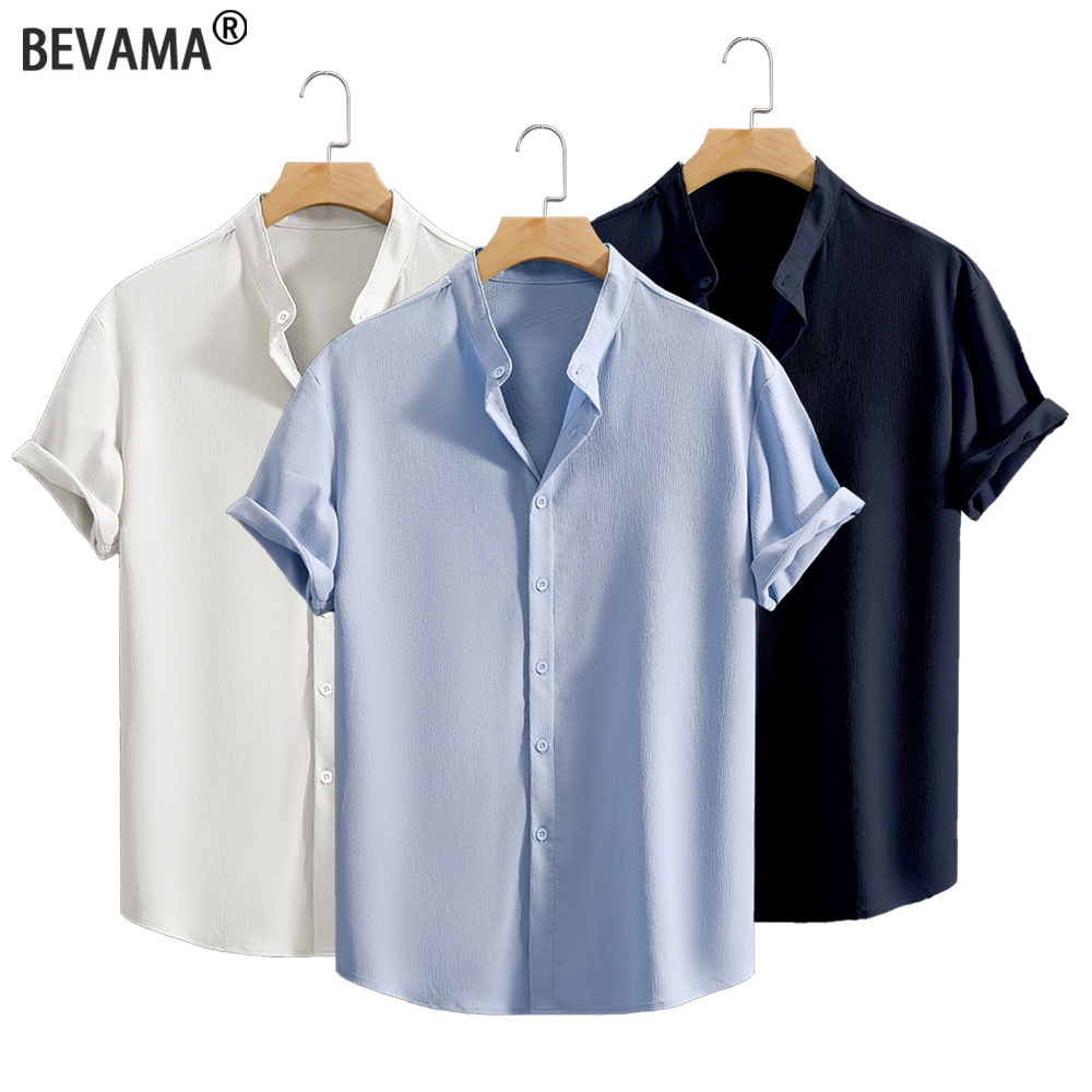 Heren casual strand shirts met korte mouwen effen kleur los casual ademend shirt lichtgewicht streetwear mannelijke tops