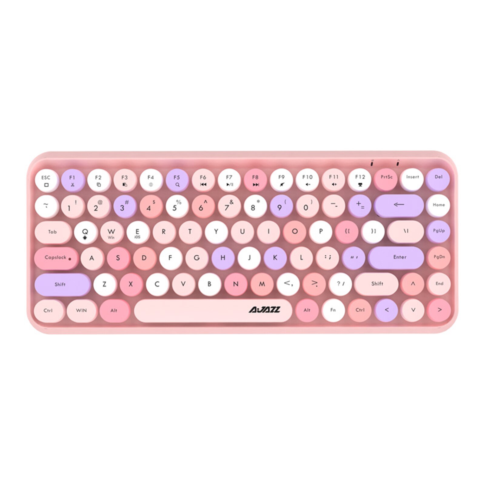 Ajazz 308I 308I Mini 84-Key Retro Ronde Keycaps Bluetooth Toetsenbord Mini 84-Key: Pink Base