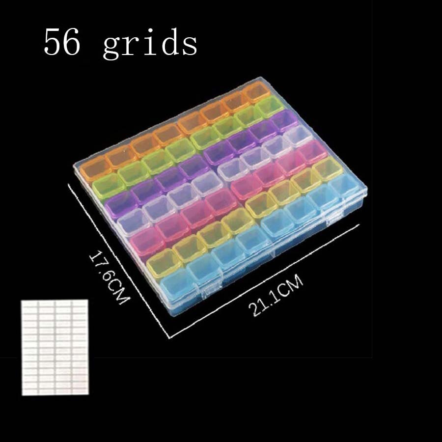 28/56/64 Grids Diamond Painting Storage Box Tool Accessories Bead Container Rhinestone Diamond Embroidery Stone Organizer: 1pc 56 Colorful