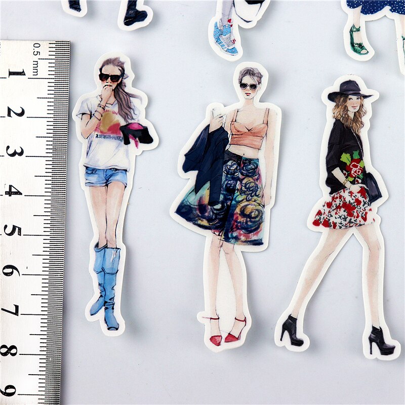 23pcs cute Colorfull Street girls stickers DIY Laptop StickersKids Waterproof DIY Decals Sticker for Fridge Suitcase Stationery