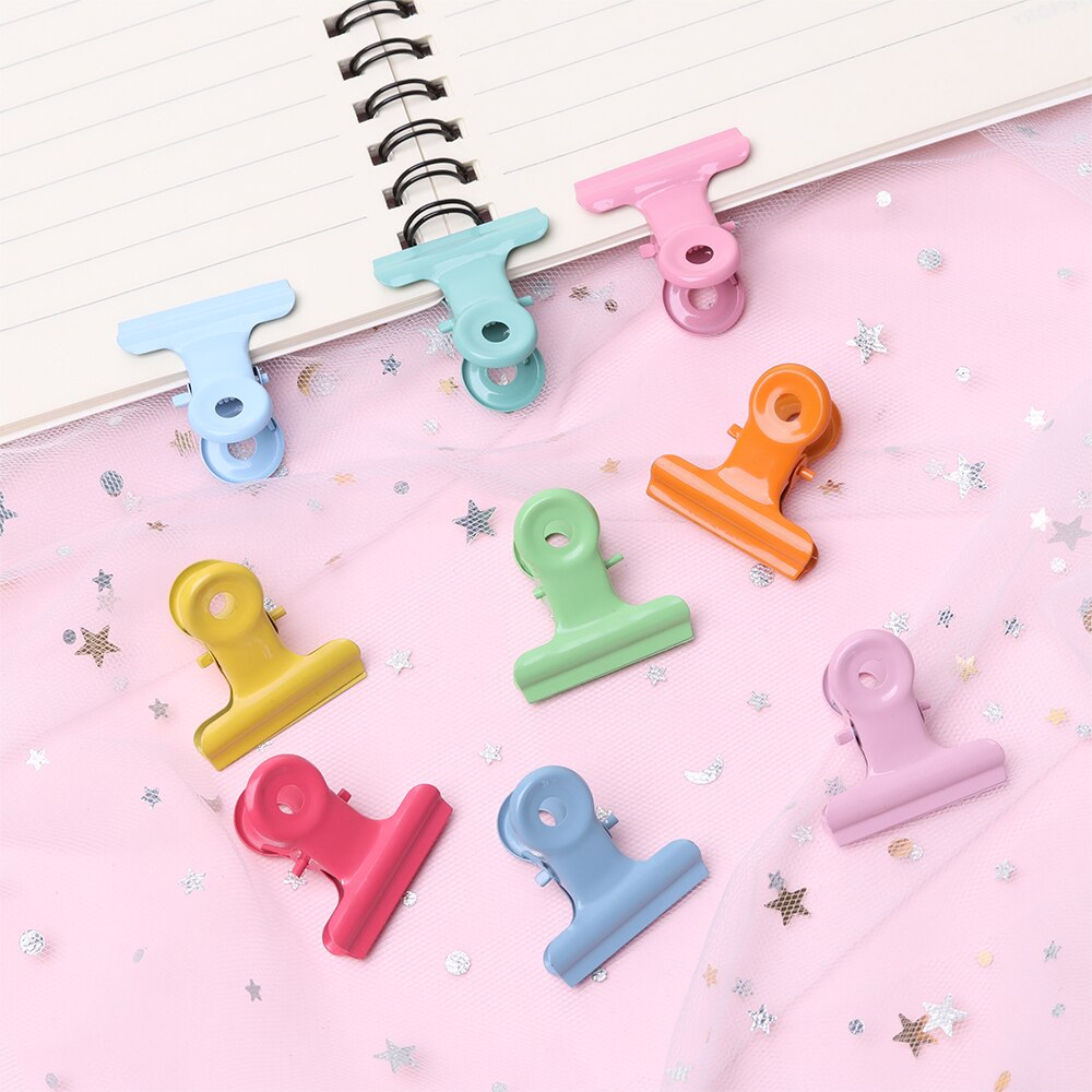 Lot de 5 jolis classeurs en métal, peinture couleur bonbon, 9 couleurs, dossier, note, lettre, trombone, papeterie scolaire et de bureau