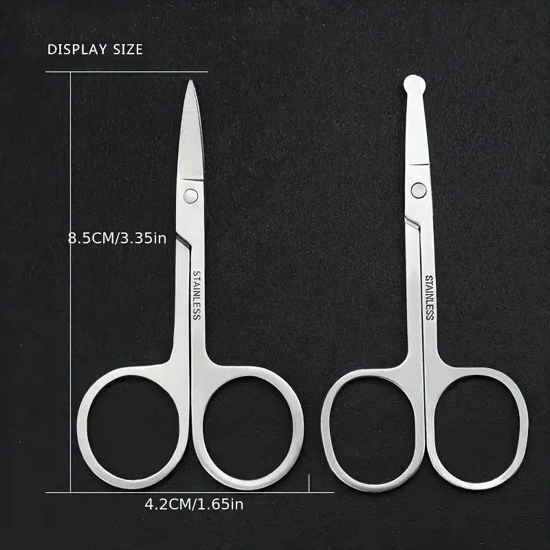 Tijeras para recortar cejas, nariz, pelo y barba de acero inoxidable, tijeras para recortar para hombres y mujeres, simple y práctico