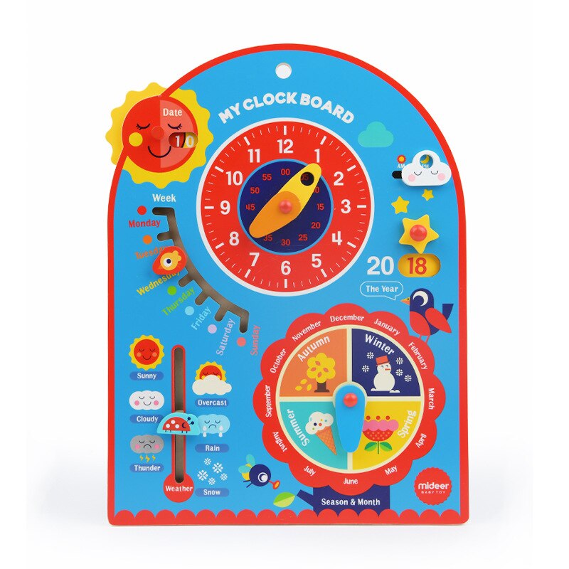 Mideer Baby Clock Toys Learning Wooden Clock Hanging Board 3-6Y Children&#39;s Cognitive Time Kids Early Education Toys: Default Title