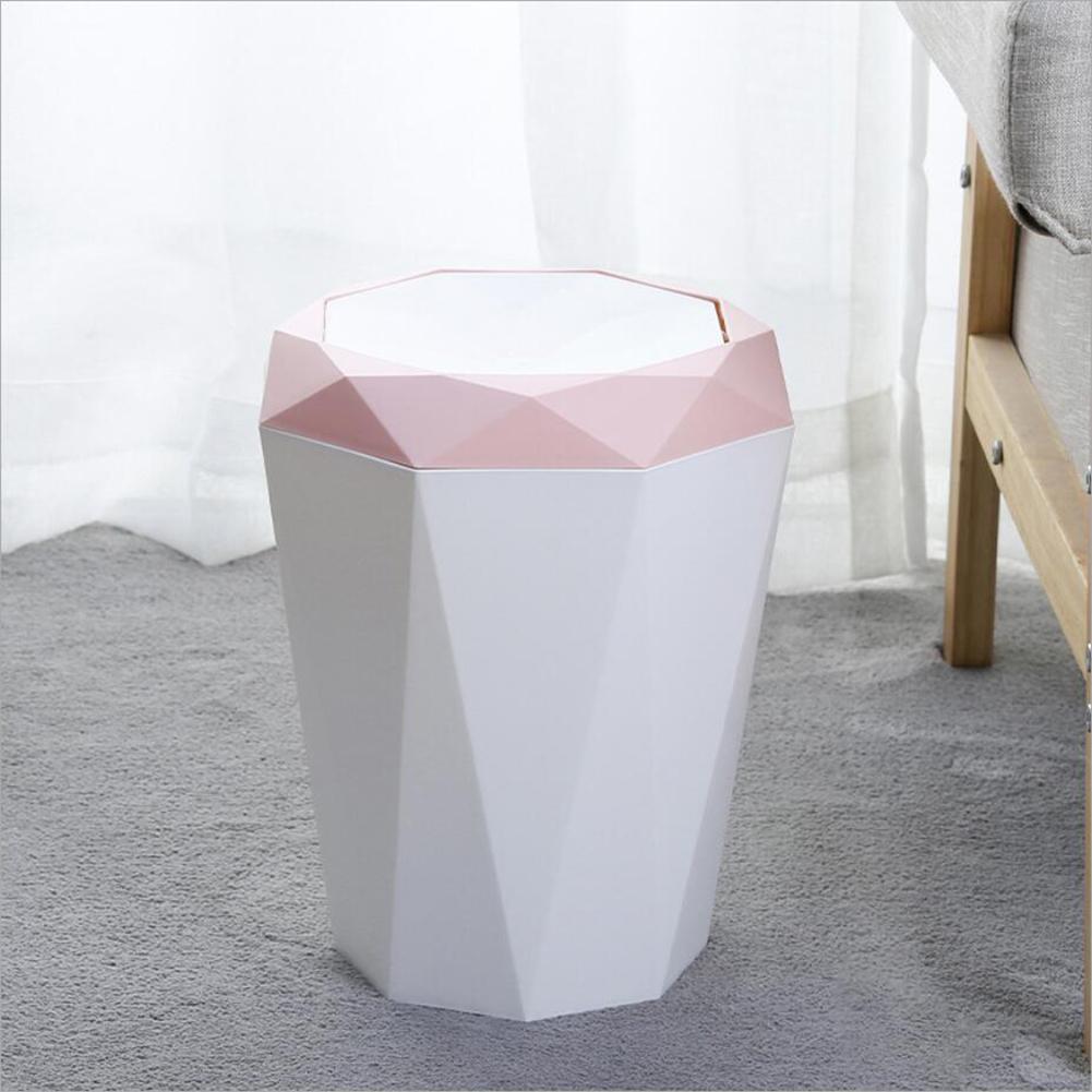 Poubelle à rabat de Style nordique, poubelle innovante en forme de diamant avec couvercle pivotant, poubelle pour salle de bain de cuisine