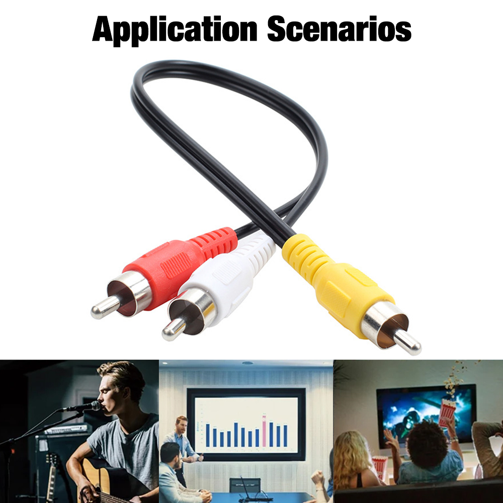 Rca y-adapter 1 rca hann  til 2 rca hann y-splitter digital stereolydkabel til subwoofer, hjemmekino hei-fi - dobbel skjerming