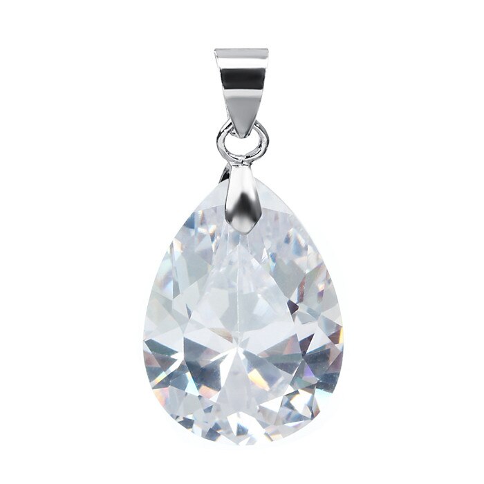 2 pz/lotto di Colore Argento AAA Cubic Zirconia Acqua Pendente di Goccia Viola Rosso CZ Per La Collana Degli Orecchini Del Pendente Per Le Donne di Nozze: white