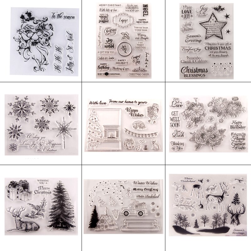 Dolcevita jul santa skov træ klart stempel snefnug hjorte gennemsigtig silikone stempel segl til diy scrapbooking papir kort