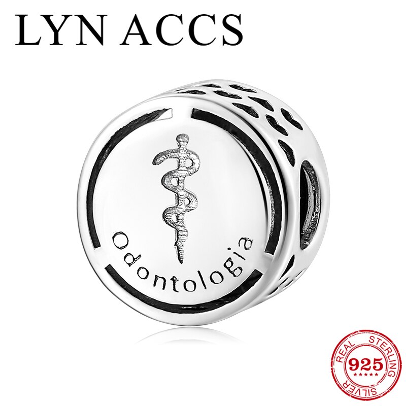 Éxito en la carrera, signo de Odontologia, cuentas de plata esterlina 925, se ajustan a pulseras LYNACCS originales, brazaletes, fabricación de joyas DIY