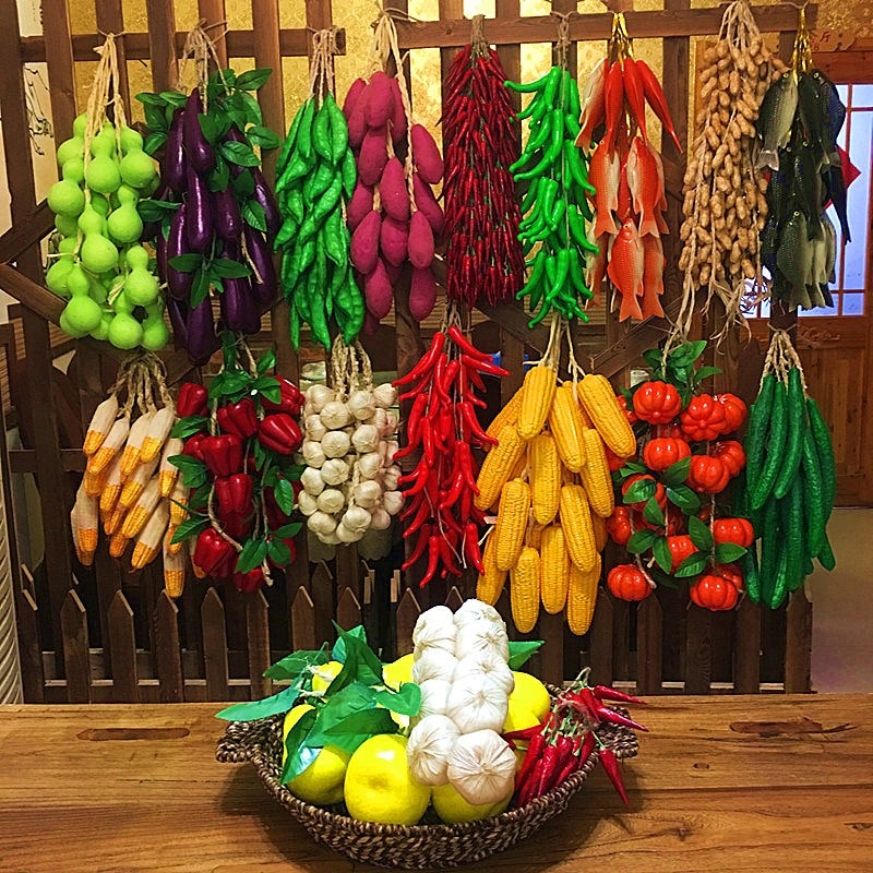 Résine de fruits décoration murale | Simulation de légumes verts, brochette de légumes verte, décoration murale de maison, décoration murale de Restaurant