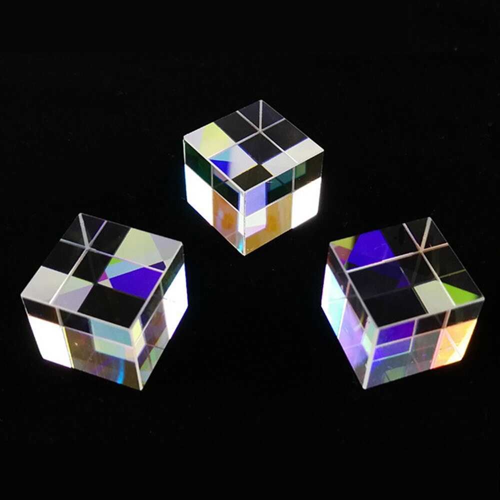 Six-Sided X-Cube Bright Light Cube Stained Glass Prism Beam Splitting Prism Optical Experiment Instrument Optical Lens