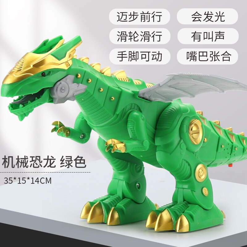 Pterosaurio de juguete mecánico para niños, modelo de dinosaurio electrónico, juguete de dibujos animados de animales caminando, inteligencia, para niños: Green