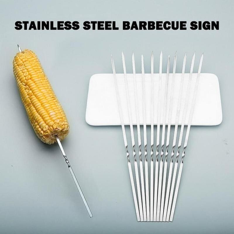 Barras de malvavisco reutilizables, pinchos de barbacoa, aguja, signo de cordero, pinchos de parrilla, accesorios para exteriores, herramientas de barbacoa S0Z2 10 Uds.