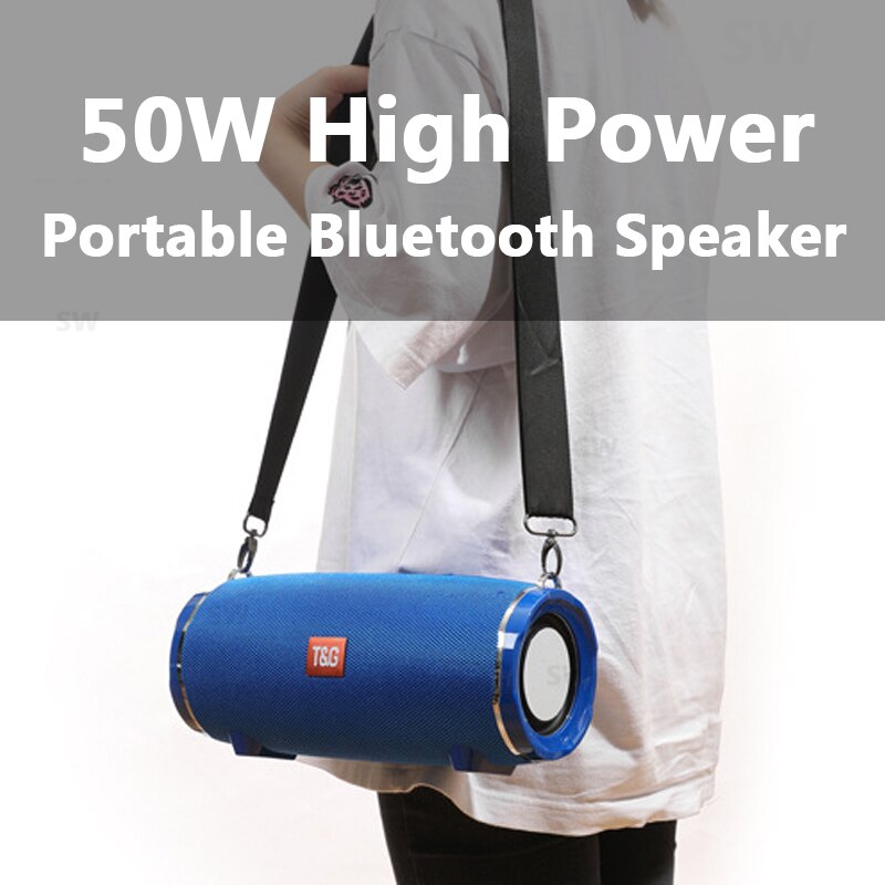 50w højeffekt bærbare bluetooth højttalere udendørs trådløs søjle subwoofer 3d stereo musik center boombox 4400 mah tf pk  tg118