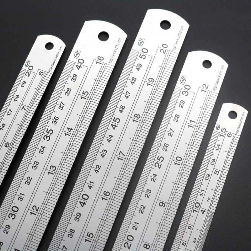 Metal Stainless Steel Scale Metric Ruler Centimeter Inches Straight Ruler Precision Measuring Tool Office Hardware Gauging