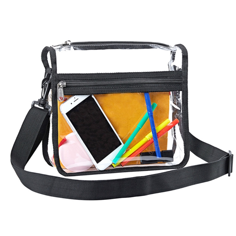 Transparente umhängetasche, stadiontauglich, mit vordertasche und verstellbarem riemen für damen und herren