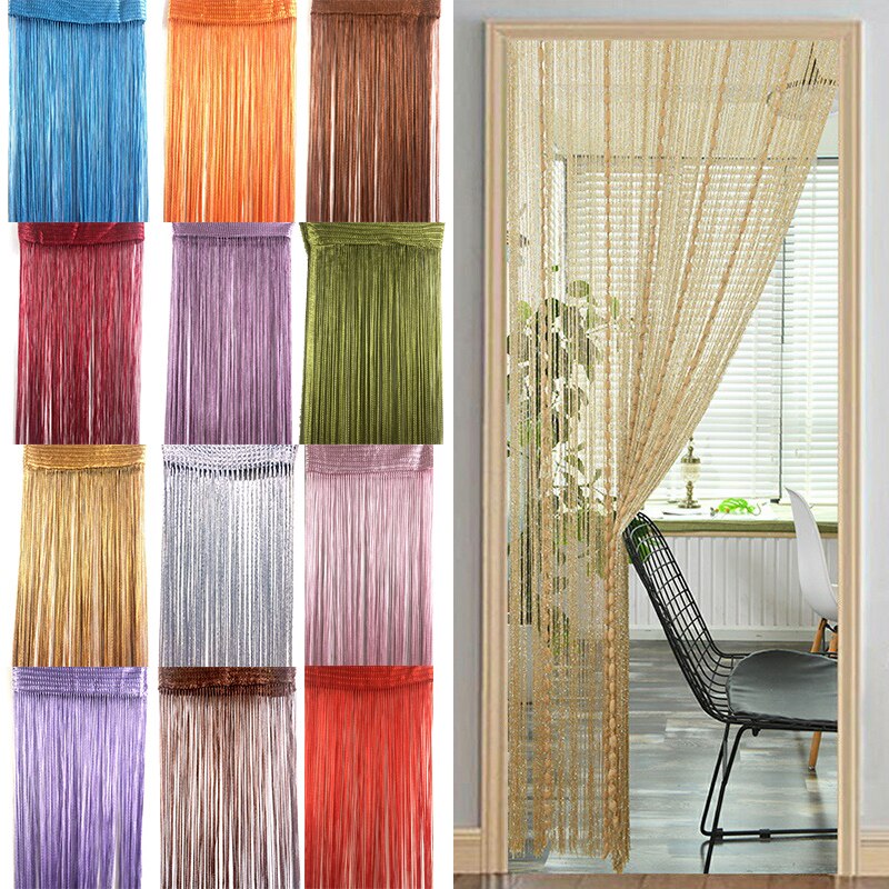 Cortinas de red de gasa de cuerda, paneles de cortina de ventana de 200cm, barra superior, ranura única, gran , 1 ud.