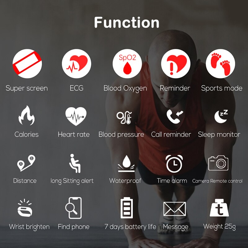 NORTH EDGE ECG PPG Men's Smart Bracelet Watch Blood Pressure Measurement Band Heart Rate Monitir Activity Fitness Tracker Watch