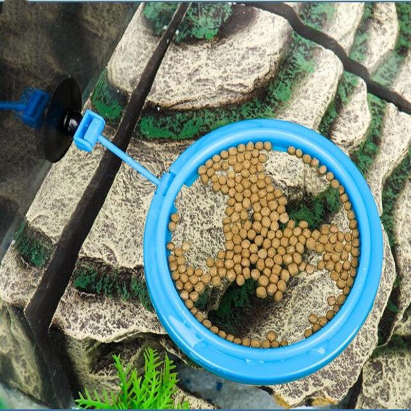 Aquarium Feeding Ring Fish Tank Station Floating Food Tray Feeder Square Circle Accessory Fish Food Feeder Suction Cup Blue