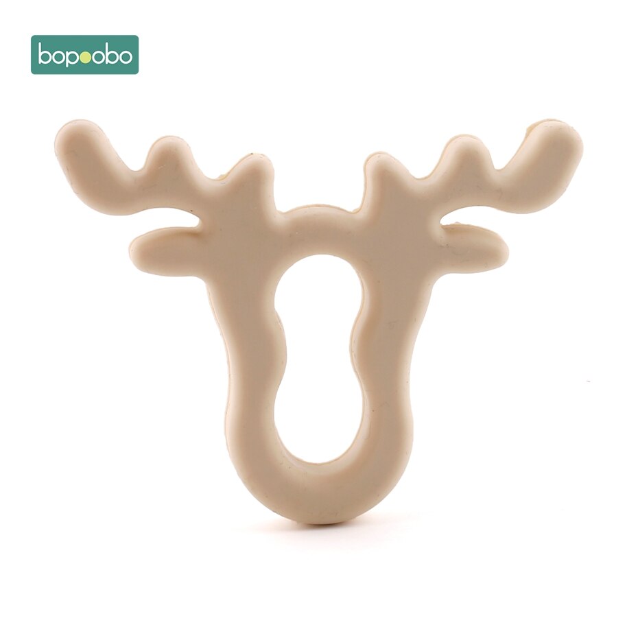 Bopoobo 1pc silikon snöflinga bitring julgran hänge stjärna jul rådjur för baby älg pepparkaka mansbaby bitring