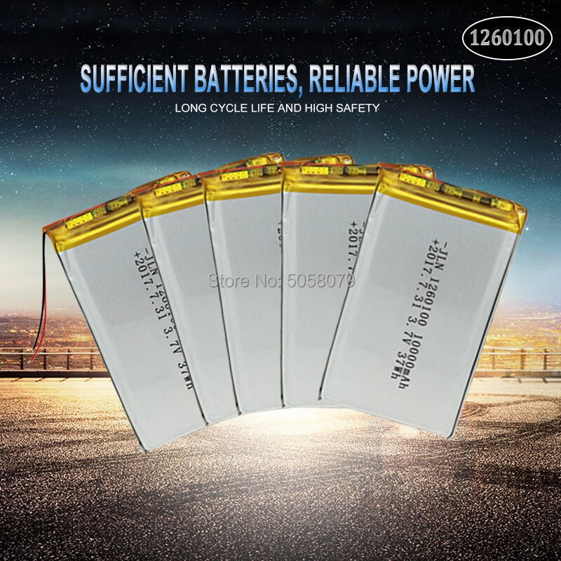 1pcs 3.7V 10000mAh Lipo Battery 1260100 Rechargeable Tablet Dvd Backup li-ion Li-Po Lithium Li-polymer Replacement Battery