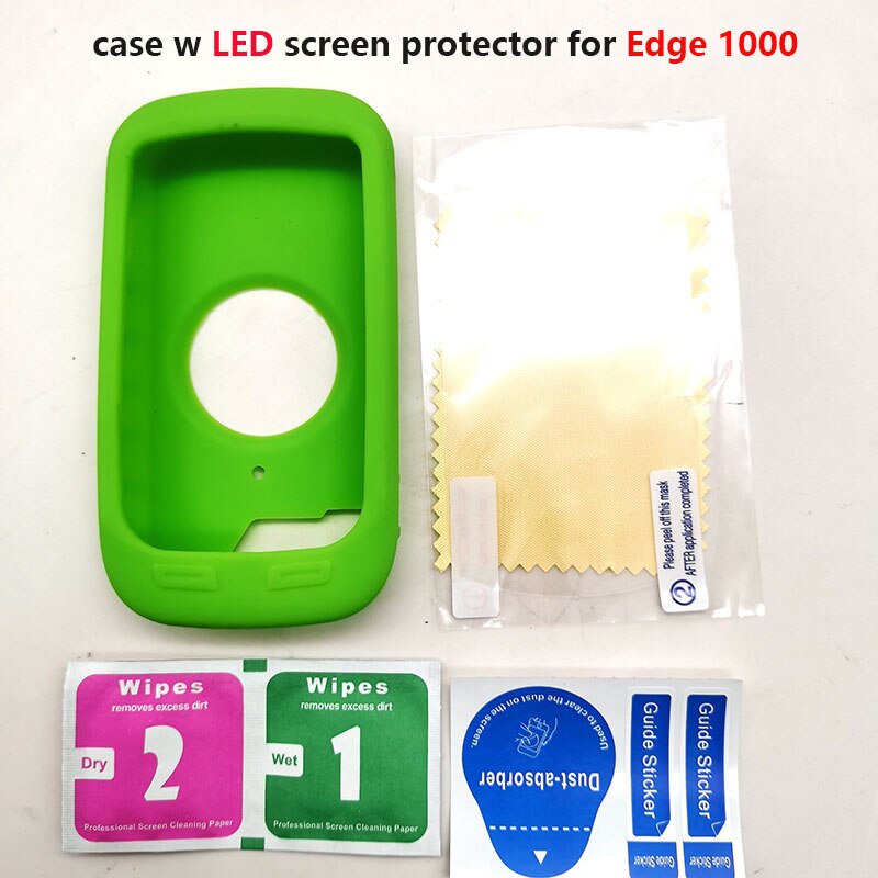 Edge 1000-funda protectora de goma para ordenador de bicicleta, Protector de pantalla para Garmin Edge 1000, GPS: Green LED